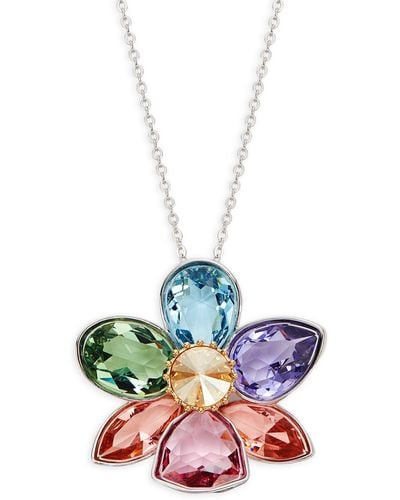 Swarovski Heritage Rhodium-plated Crystal Flower Pendant Necklace - Multicolour