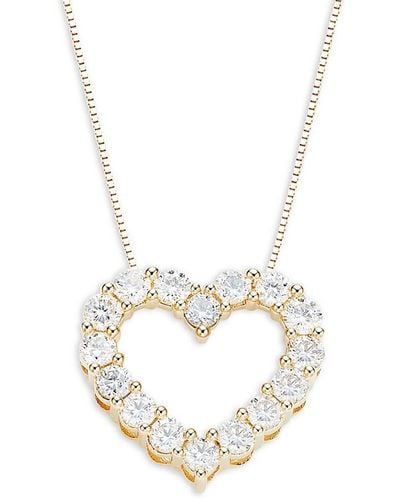 Badgley Mischka 14K & 1 Tcw Lab-Grown Diamond Heart Pendant Necklace - Metallic