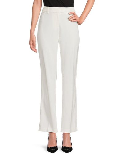 Rafaella Solid Crepe Trousers - White