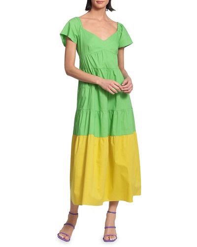 Donna Morgan Two Tone Tiered Maxi Dress - Yellow