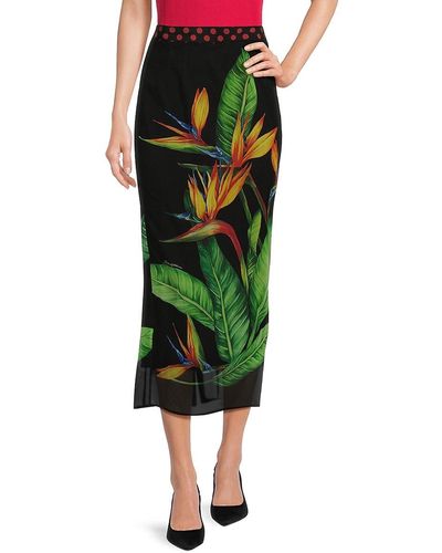 Dolce & Gabbana Print Silk Blend Midi Skirt - Green