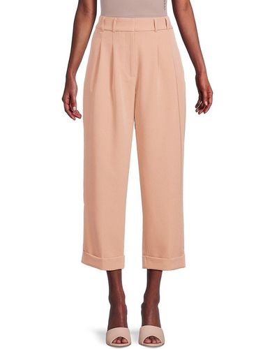 St. John Dkny High Rise Pleated Cropped Pants - Pink