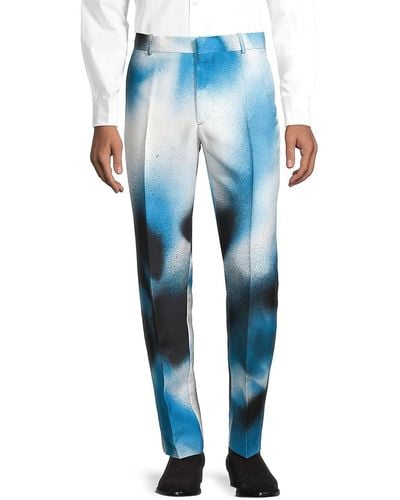 Alexander McQueen Spray-Paint-Effect Trousers - Blue