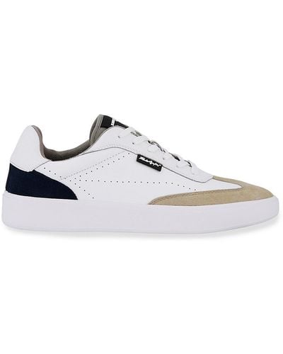 Karl Lagerfeld Contrast Leather Low Top Sneakers - White