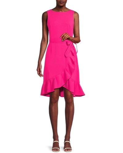 Calvin Klein Belted Ruffle Mini Dress - Pink
