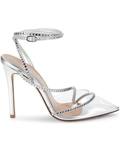 Andrea Wazen Metallic Embellished Court Shoes - White