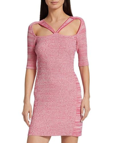 Ganni Knit Cut Out Mini Dress - Pink