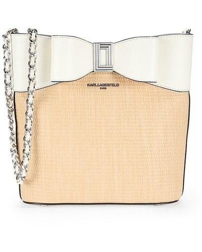 Karl Lagerfeld Ikons Textured Bow Shoulder Bag - Natural