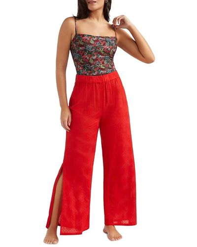 Hermoza Wide Leg Cover Up Gaucho Pants - Red