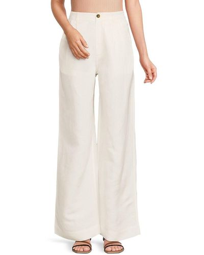 Onia Linen Blend Flared Cover-Up Pants - White