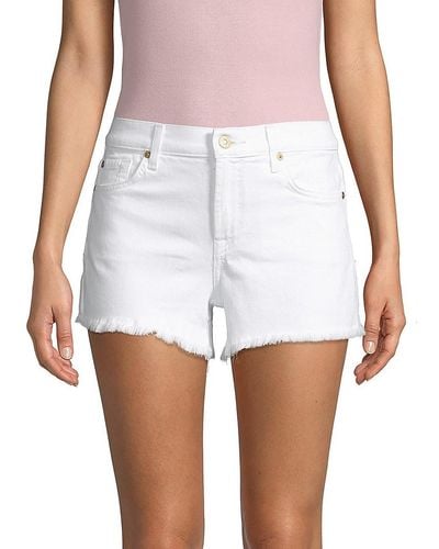 7 For All Mankind Women's Denim Cuf-off Shorts - White - Size 32 (10-12)