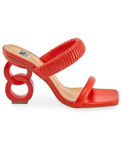 Ninety Union Raddle Sculpture Heel Sandals - Red
