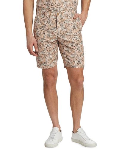 Saks Fifth Avenue Saks Fifth Avenue Slim Fit Leaf Cotton Shorts - Natural