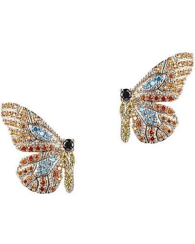 Eye Candy LA Luxe 18K Goldplated & Crystal Butterfly Earrings - Multicolor