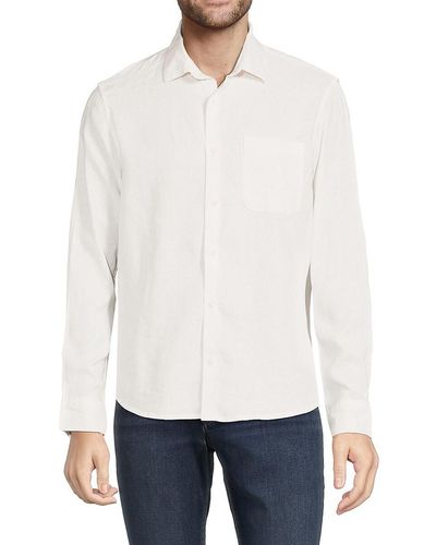 Saks Fifth Avenue Saks Fifth Avenue Linen Blend Long Sleeve Button Down Shirt - White