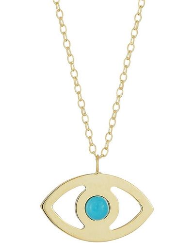Saks Fifth Avenue Saks Fifth Avenue 14K & Evil Eye Pendant Necklace - Metallic
