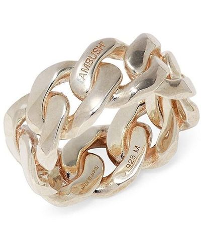 Ambush Silvertone Curb Chain Ring - White