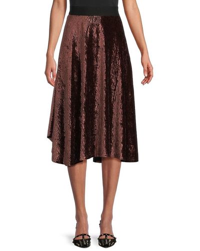 Calvin Klein 'Velvet Midi Flared Skirt - Brown