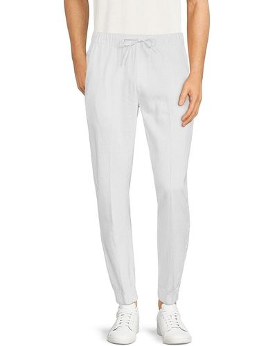 Saks Fifth Avenue Saks Fifth Avenue Drawstring Linen Blend Joggers - White