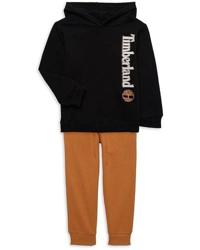 Timberland Little Boy's 2-piece Logo Hoodie & sweatpants Set - Black