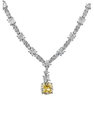 CZ by Kenneth Jay Lane Look Of Real & Cubic Zirconia Drop Necklace - Metallic