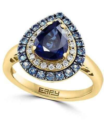 Effy 14k Yellow Gold & Multi Stone Pear Ring - Blue
