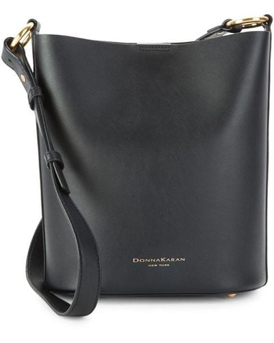 Donna Karan Leather Bucket Bag - Black