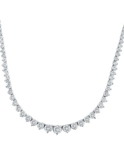Badgley Mischka 14k White Gold & 15 Tcw Lab-grown Diamond Tennis Necklace - Metallic
