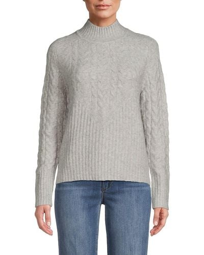 Calvin Klein Cable Knit Mockneck Sweater - Gray