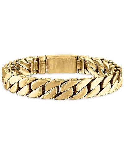 Esquire Gold Ion Plated Stainless Steel Curb Link Chain Bracelet - Metallic