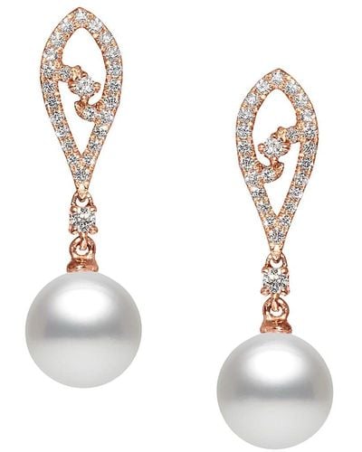 Tara Pearls 18k Rose Gold, 9-10mm Cultured South Sea Pearl & Diamond Drop Earrings - Metallic