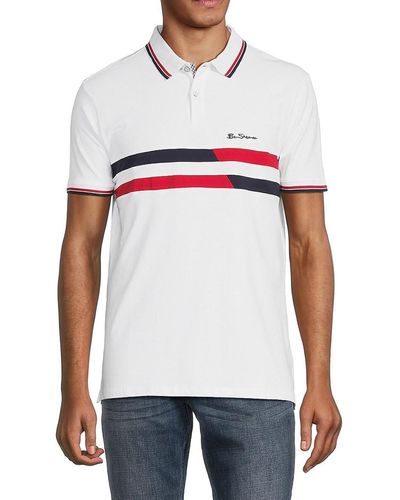 Ben Sherman Retro Striped Tip Polo - White