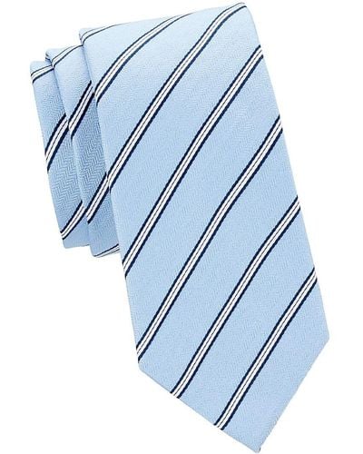 Armani Striped Silk-blend Tie - Blue