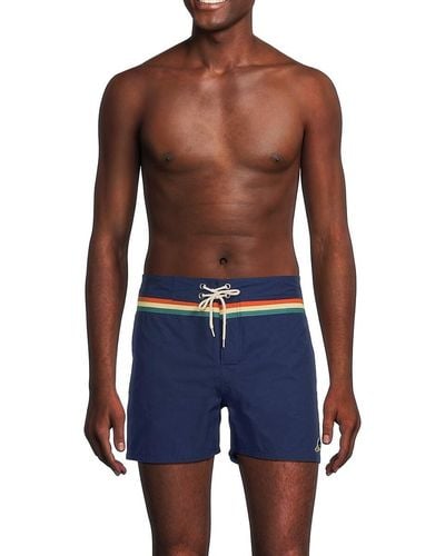 Woodpecker 'Striped Drawstring Swim Shorts - Blue