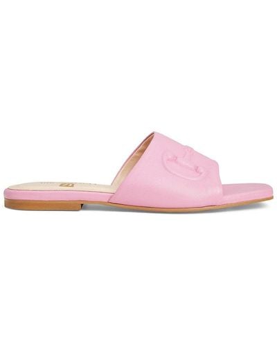 Bruno Magli Nila Embossed Leather Bit Flat Sandals - Pink