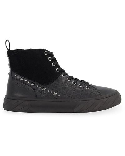 Karl Lagerfeld High Top Studded Zip Sneakers - Black