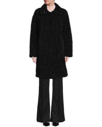 Donna Karan Reversible Faux Fur Coat - Black