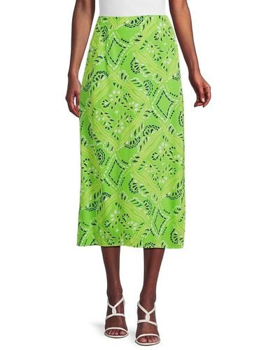 RHODE Amy Print Midi Skirt - Green