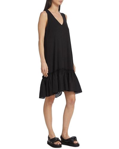 ATM Sleeveless Flounce Knit Dress - Black