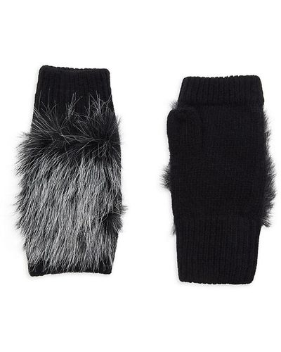 Adrienne Landau Faux Fur Fingerless Gloves - Black