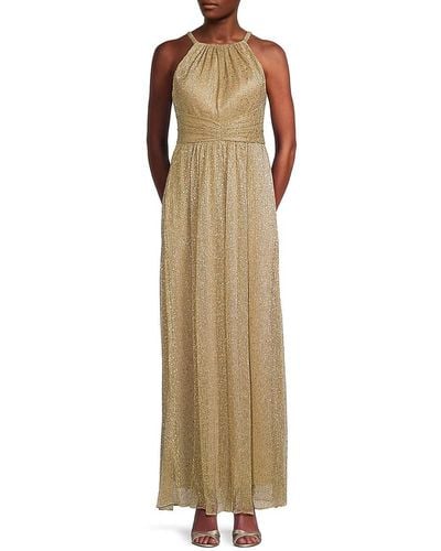 Vince Camuto Shirred Sleeveless Gown - Metallic