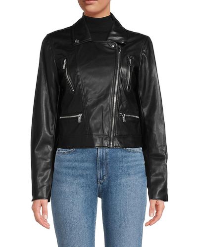 Calvin Klein Faux Leather Moto Jacket - Black