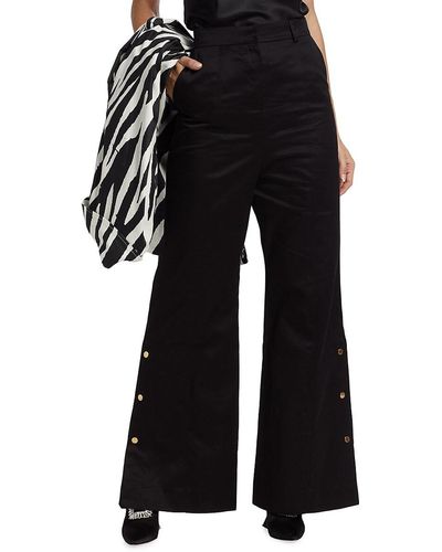 AZ FACTORY High Rise Fluted Cropped Trousers - Black