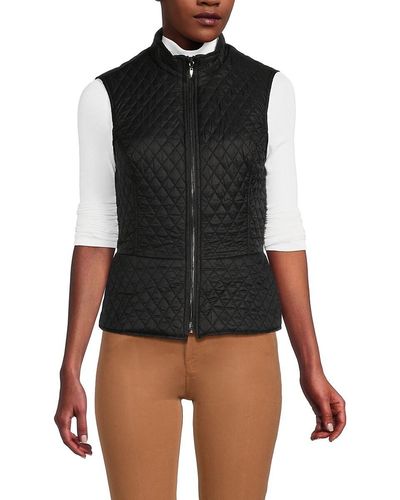 Catherine Malandrino Stand Collar Quilted Vest - Black