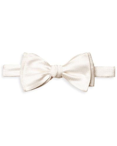 Eton Pin Dot Silk Pre-tied Bow Tie - White