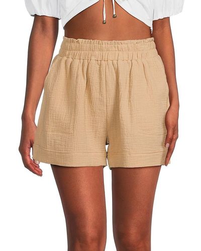 Saks Fifth Avenue Gauze Paperbag Shorts - Natural