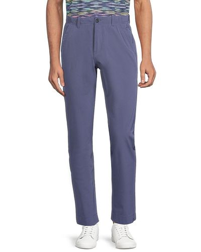 Brooks Brothers Solid Flat Front Trousers - Blue