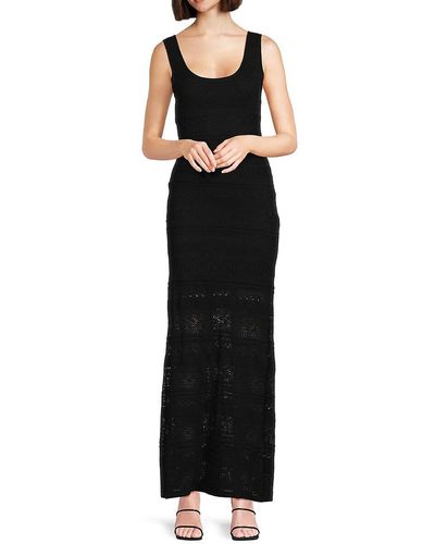 Bebe Scoopneck Crochet Maxi Dress - Black