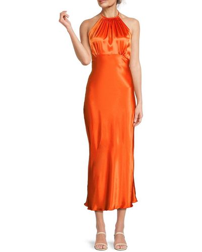 Bebe 'Halterneck Shift Midi Dress - Orange