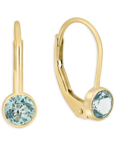 Effy 14k Yellow Gold & Blue Topaz Clip On Earrings - Metallic